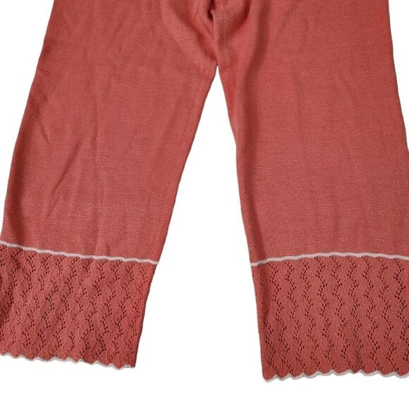 St. John Sport Pants Medium Santana Knit Embroidered Wide-Leg‎ Wool Marie Gray - Picture 2 of 12
